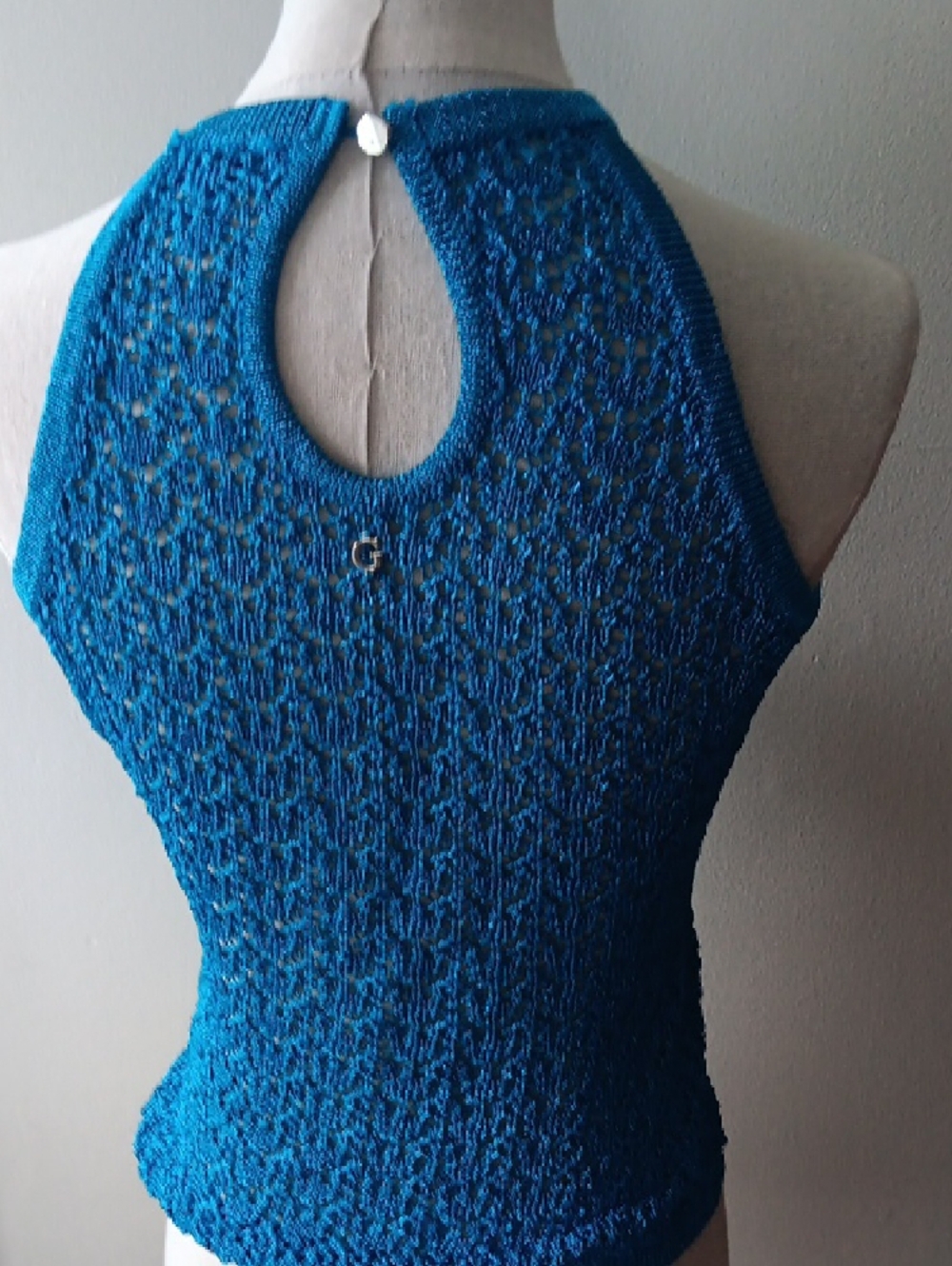 Guess Bright Blue Crochet Halter Tank - Picture 5 of 8
